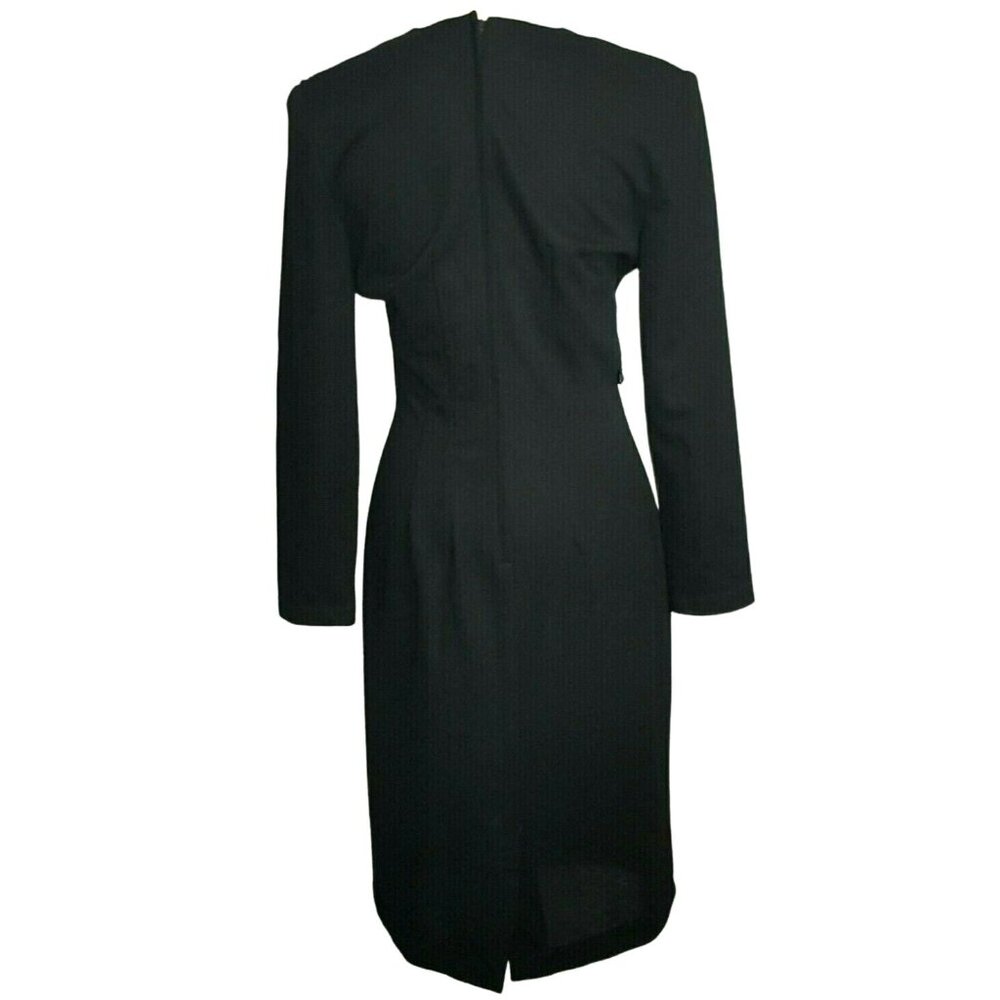 Etoile Womens Dress Size 6 Vintage Sheath Black Beaded Midi Long Sleeve - Picture 4 of 8